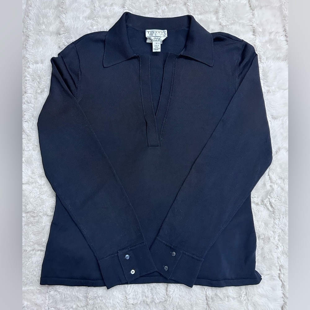 Talbots Collection Women’s Navy Italian Yarn Knit Long Sleeve Top‎ Size L - Picture 4 of 7